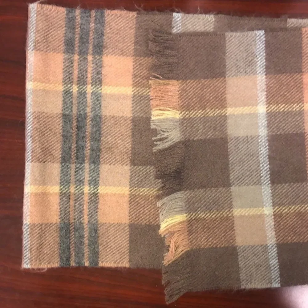 Courtelle Brown Gray Plaid Scarf